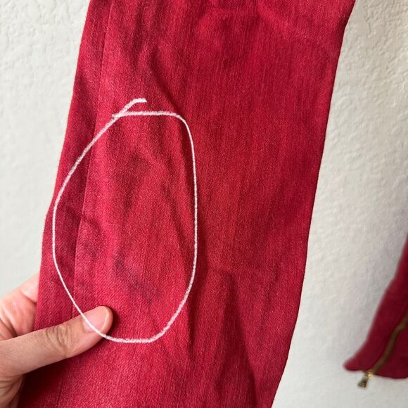 BALMAIN Skinny Jeans Red Low Rise Ankle Zip Stretch Hipster - Picture 9 of 16